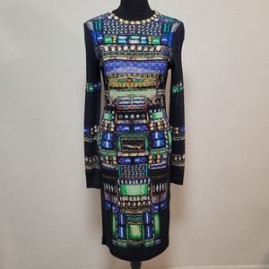 Peter Pilotto Multicolor Jewel Print Wool Dress Size 6